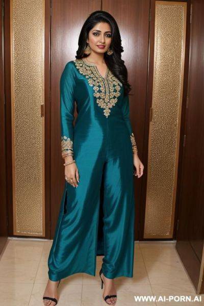 Desi woman in sal kameez and sal down upto ankle and flash hairy pussy, standing - ai-porn.ai on pornintellect.com
