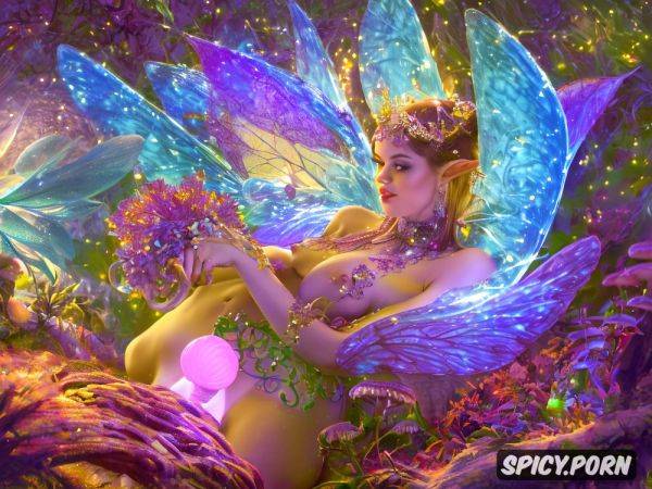 Magic mushrooms glowing in the dark, fantastic scene, high quality picture - spicy.porn on pornintellect.com