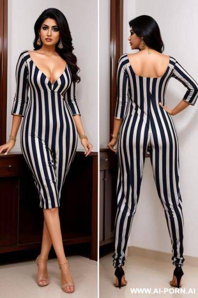 Desi woman in sal kameez and stripes one by one the dress, down upto ankle and hairy pussy flash, standing back pose fully nude ass - ai-porn.ai on pornintellect.com