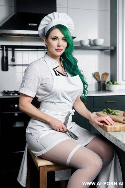 Slut, extremely pretty face, black color background, nude big boobs, big ass, black high tights stockings, pouting big lips, looking at viewer, horny, long legs, hdr, ultra detailed face, ((sitting with crossed legs on a chair pose)) - ai-porn.ai on pornintellect.com