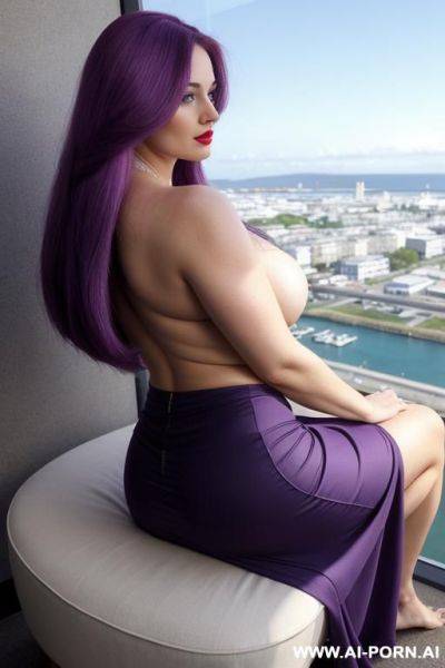 She adjusting her hair , very real, very long hair, white irish skin , hourglass voluptuous lady, light background, mild lipstick, topless and wrap maxi skirt , white pink skin, back view camera. - ai-porn.ai - Ireland on pornintellect.com