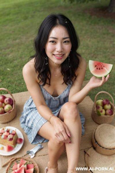 A very beautiful japanese woman is naked at the mall. many people are looking at her. - ai-porn.ai - Japan on pornintellect.com