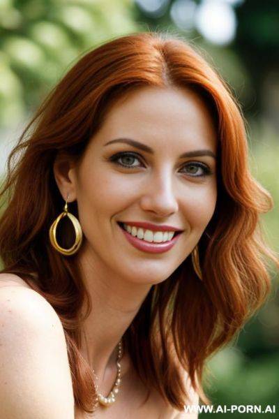 Beautiful suburban mom, tight belly, busty, broad hips, hairy pussy, necklace, earrings, eye contact, ((long)) (big voluminous) auburn hair, [[[lipstick]]], - ai-porn.ai on pornintellect.com