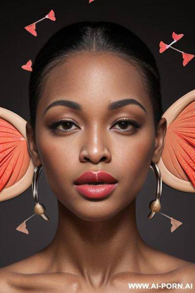 Inflated lips, broad lips, puckered lips, gigantic lips, full lips, round upper lip, (((((no cupids bow))))), african, dark skin, voluptuous, totally nude - ai-porn.ai on pornintellect.com