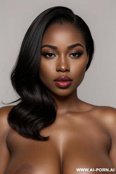 Inflated lips, broad lips, puckered lips, gigantic lips, full lips, round upper lip, no cupids bow, african, dark skin, voluptuous, totally nude - ai-porn.ai on pornintellect.com