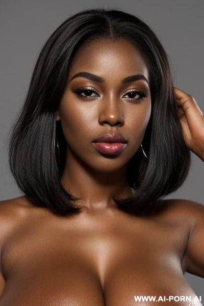 Inflated lips, broad lips, puckered lips, gigantic lips, full lips, round upper lip, african, dark skin, voluptuous, totally nude - ai-porn.ai on pornintellect.com