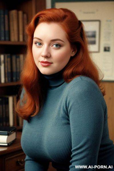 170s. 176. vintage, retro. 18 years old. cutie babe face. turtleneck sweater. without makeup. natural beauty. curvy, chubby, busty. - ai-porn.ai on pornintellect.com