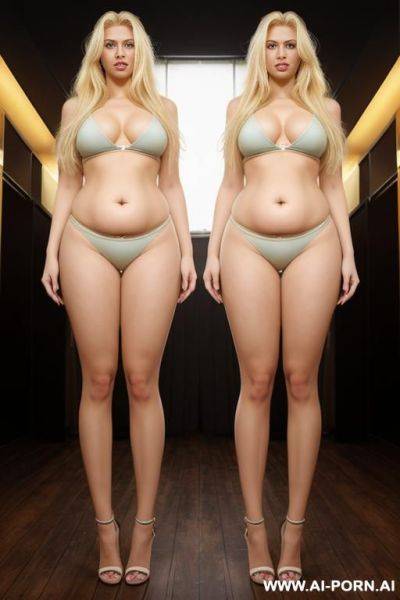 Giant, tall blonde, long legs, bloated belly - ai-porn.ai on pornintellect.com