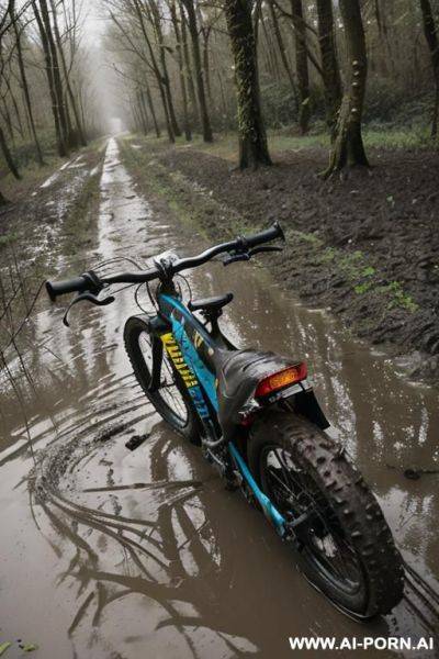 Abandoned bike, bike is lying around, bike lying in the mud, bike fell, bicycle that fell into the mud (bike really lying in the ground) - ai-porn.ai on pornintellect.com