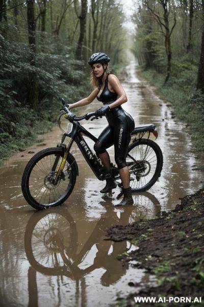 Abandoned bike, bike is lying around, bike lying in the mud, bike fell - ai-porn.ai on pornintellect.com