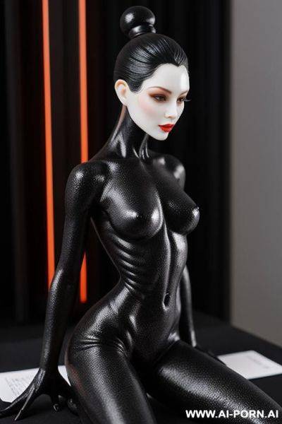 Small, black, long, flexible creatures for medical application of hematology-suking (most realistic creatures), on the body - ai-porn.ai on pornintellect.com