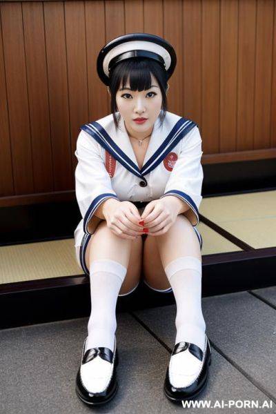 Japanese woman sailor suit, leather shoes, socks - ai-porn.ai - Japan on pornintellect.com
