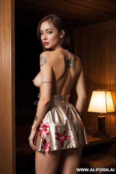 Suburban mom, standing up, (walking in a suburban backyard) nakef - ai-porn.ai on pornintellect.com