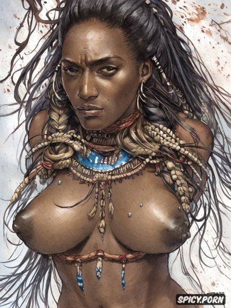Braids, dark nipples, native american woman, detailed face, boobs visible - spicy.porn - Usa on pornintellect.com