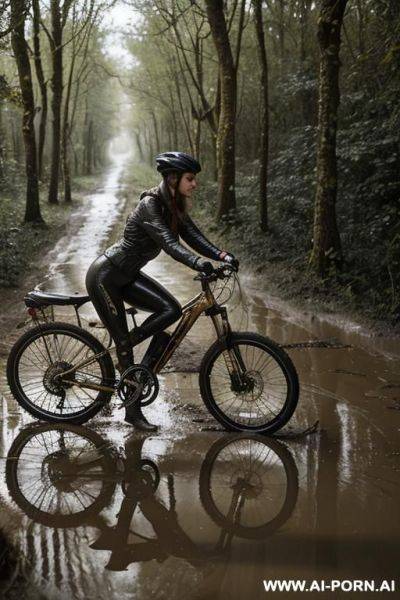 Abandoned bike, bike is lying around, bike lying in the mud - ai-porn.ai on pornintellect.com