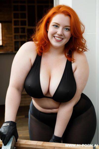 Woman construction with jackhammer - ai-porn.ai on pornintellect.com