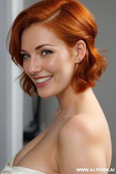 Side swept hairstyle, short hair, front view - ai-porn.ai on pornintellect.com