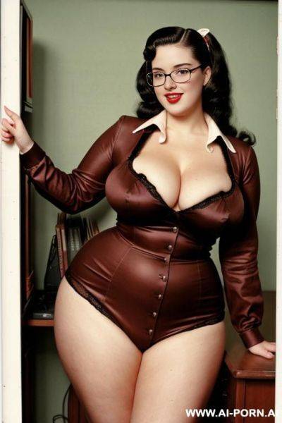 170s nerd 18 years old. vintage, retro. curvy, busty. - ai-porn.ai on pornintellect.com