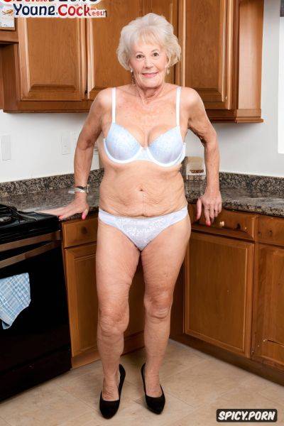 Kitchen, farmhouse, transparent bra pulled down to show tits - spicy.porn on pornintellect.com