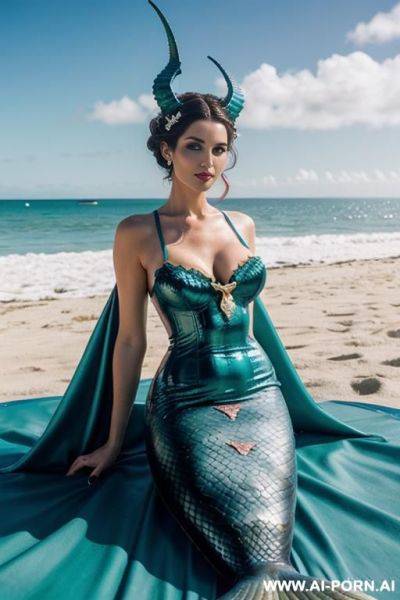 Beautiful brunette demoness-succubus, with demon horns, looks with a very sexy seductive look, dressed in beautiful sexy clothes, in a sexy pose - ai-porn.ai on pornintellect.com