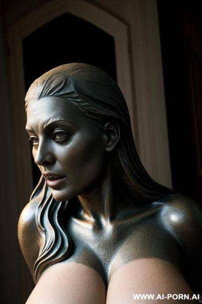 Realistic scared woman turned into a sexy statue - ai-porn.ai on pornintellect.com