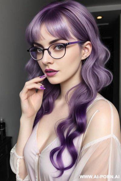 (thick rimmed glasses) (pale skin) (light purple hair) - ai-porn.ai on pornintellect.com
