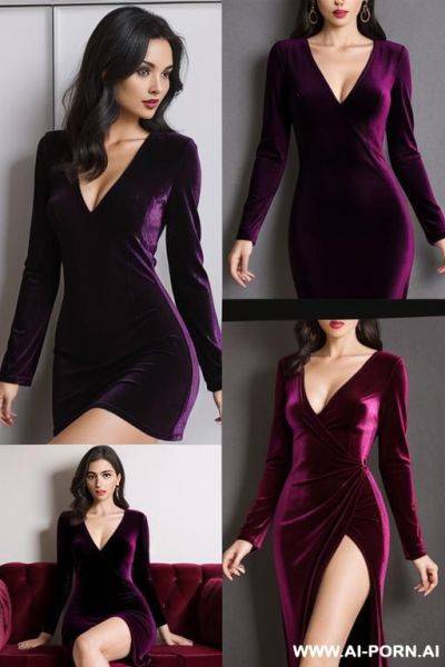 Four women mature in asymetric velvet dress - ai-porn.ai on pornintellect.com