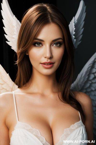 Realistic angel with large white wings - ai-porn.ai on pornintellect.com