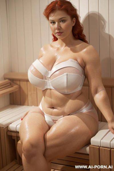Obese legs, obese thighs, bulked up thighs, big thighs, strong thighs, massive thighs and huge muscles, red hair in gy style, stronger thighs, wide hips, strong legs, very strong thighs, very - ai-porn.ai on pornintellect.com
