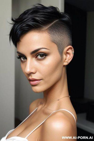 Slim toned woman. short pixie hair with shaved sides. - ai-porn.ai on pornintellect.com