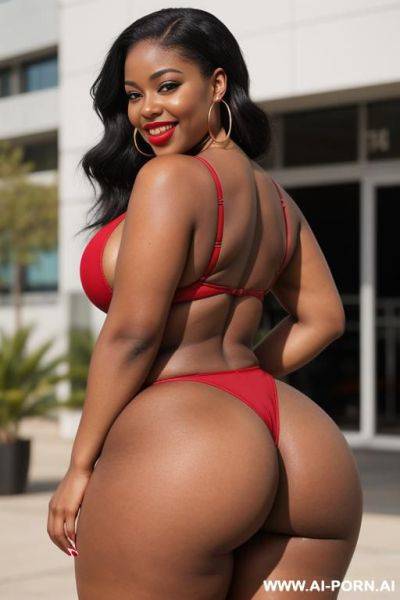 20 year old thick black women, natural breasts, full breasts, phat ass, thick lips, big smile, red lips, hoop earrings, - ai-porn.ai on pornintellect.com
