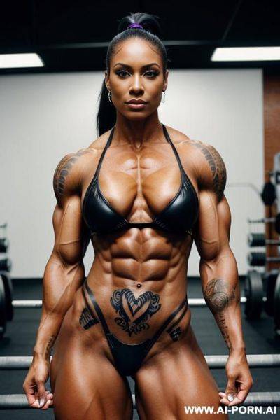 Black woman with perfect skin, is standing naked in front - ai-porn.ai on pornintellect.com