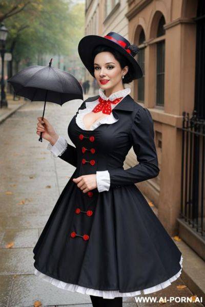 Dark hair large breast woman mary poppins costume - ai-porn.ai on pornintellect.com