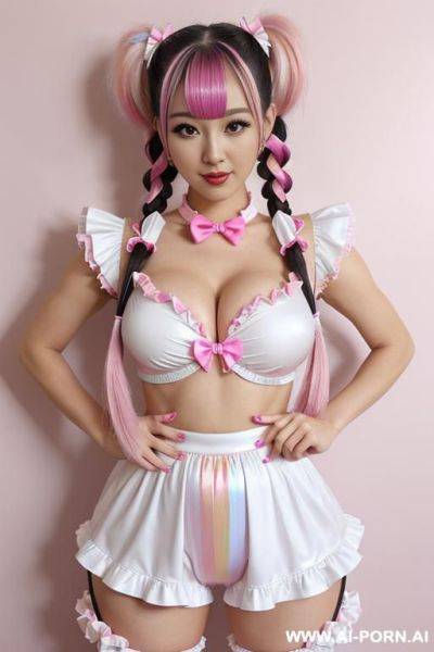 Large breast dark hair woman vivid metallic pink bows - ai-porn.ai on pornintellect.com