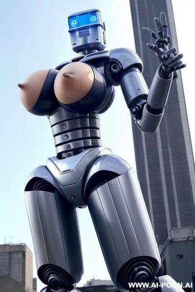 Sexy robo cop, curly blonde hair, fully robotic body, (shapely fit body, huge robotic tits:1.3) - ai-porn.ai on pornintellect.com