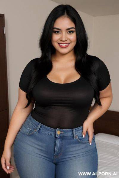 Masterpiece, mexican, supermodel, pear shaped, massive hips, big thighs, tight shirt - ai-porn.ai - Mexico on pornintellect.com
