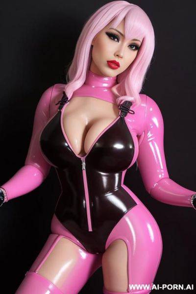 Body wrap, (latex bodysuit), (latex monster), wrapping, encased body, covert in latex, latex body, rubber bandage, rubber body, rubberdoll, catsuit, ((pink latex)) - ai-porn.ai on pornintellect.com