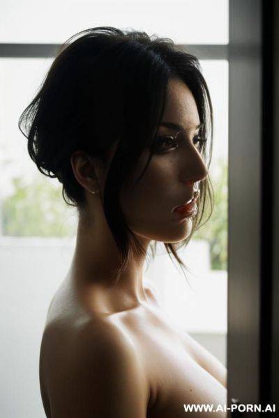 Sexy female, naked, head in closed round fishbowl, scared look - ai-porn.ai on pornintellect.com