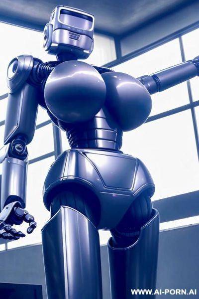 Sexy robo cop, curly blonde hair, fully robotic body, (shapely fit body, huge robotic tits:1.3) - ai-porn.ai on pornintellect.com