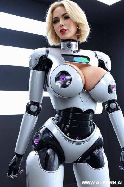 Sexy robo cop, short blonde hair, pretty face, fully robotic body, (shapely fit body, huge robotic tits:1.3) - ai-porn.ai on pornintellect.com