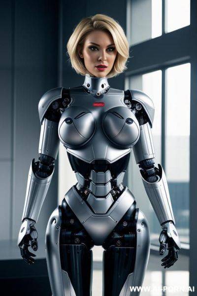 Sexy robo cop, short blonde hair, fully robotic body, (shapely fit body, huge robotic tits:1.1) - ai-porn.ai on pornintellect.com