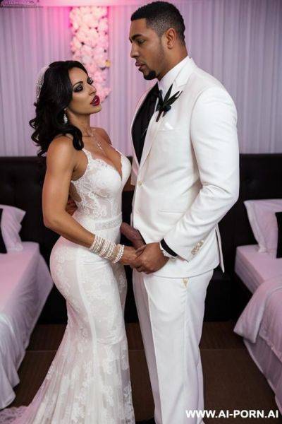 Fit puerto rican woman in a wedding dress having double penetration anal sex with two black men. - ai-porn.ai - Puerto Rico on pornintellect.com