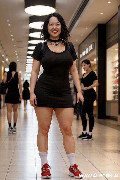 Woman wearing only sneakers, socks, choker. - ai-porn.ai on pornintellect.com