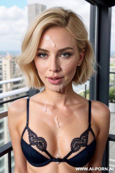 A woman with blonde hair and blue lips and jaw - ai-porn.ai on pornintellect.com