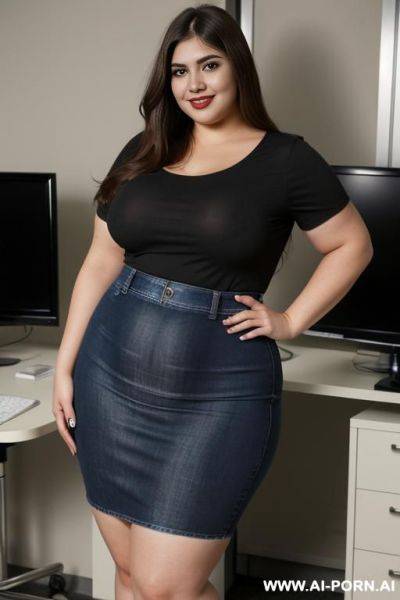 Mexican, supermodel, pear shaped, drinking potion, extremely wide hips, rotund big belly, fat thighs, high rise jeans - ai-porn.ai - Mexico on pornintellect.com