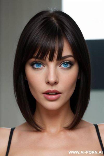 Beautiful sexy woman, blue eyes, nsfw, blowjob, wispy bangs, sexy face, sexy mouth, - ai-porn.ai on pornintellect.com