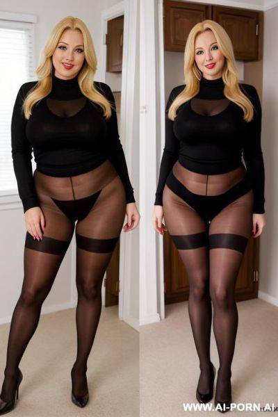 Black pantyhose , blonde mom plumper, 5 years old , full body view - ai-porn.ai on pornintellect.com