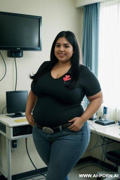 Beautiful, mexican, tight shirt, wide circular hips, pear shaped, drinking potion, very fat, rotund - ai-porn.ai - Mexico on pornintellect.com