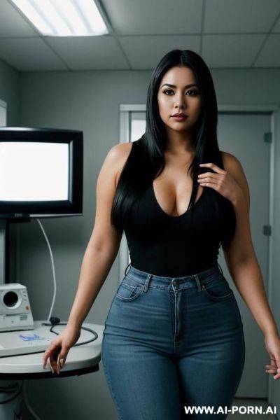 Beautiful, mexican, tight shirt, wide circular hips, pear shaped, drinking potion - ai-porn.ai - Mexico on pornintellect.com