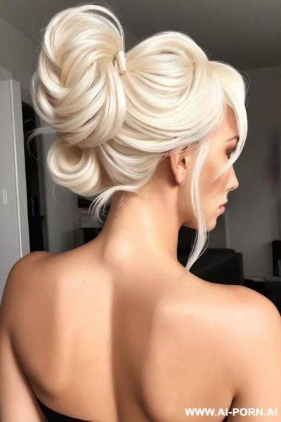 Extremely platinum blonde pony tail. perfect curls - ai-porn.ai on pornintellect.com